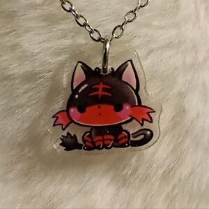 2/$10 Cute Black and Red Pokemon Litten Pendant Necklace